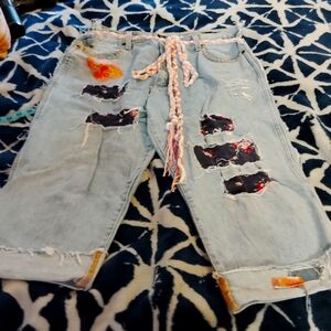 Boho upcycled jeans.